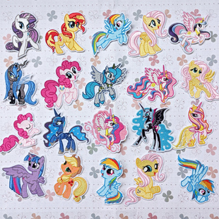 卡通刺绣布贴花独角兽时尚 子羽绒服补丁贴小马宝莉 龙骧包书修补裤