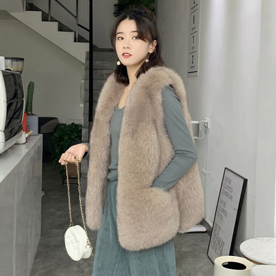 皮草马甲女中长款2024秋冬新款仿狐狸毛坎肩背心外穿年轻毛毛外套