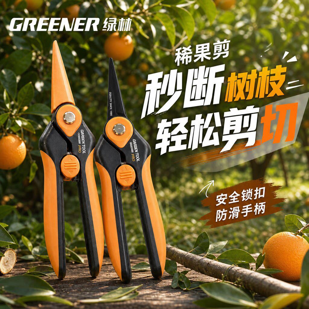 绿林稀果剪树枝摘果花卉专用剪刀园艺剪刀果树剪枝剪刀花剪修枝剪图片