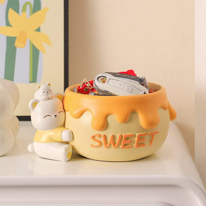 轻奢高档创意字母熊蜂蜜罐树脂摆件 钥匙玄关收纳桌面装饰品礼物,家居饰品,桌面摆件,淘宝优惠券,粉丝福利购,淘宝优惠卷