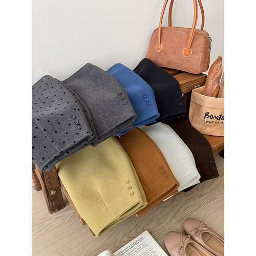 韩国chic简约羊绒毛呢料半身裙子