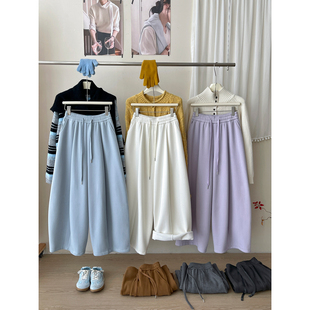 日韩系糯米羊绒加绒气球阔腿卫裤 女秋冬松弛感慵懒弯刀休闲灯笼裤