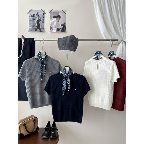 法式叠穿混羊绒洋气质百搭针织衫