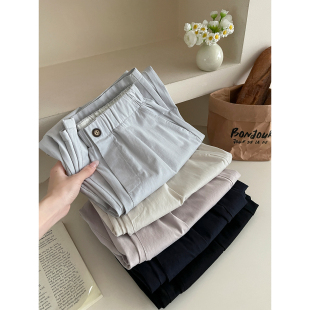 日韩系慵懒老钱洗水棉气球山本阔腿裤 女春夏松弛感萝卜弯刀休闲裤