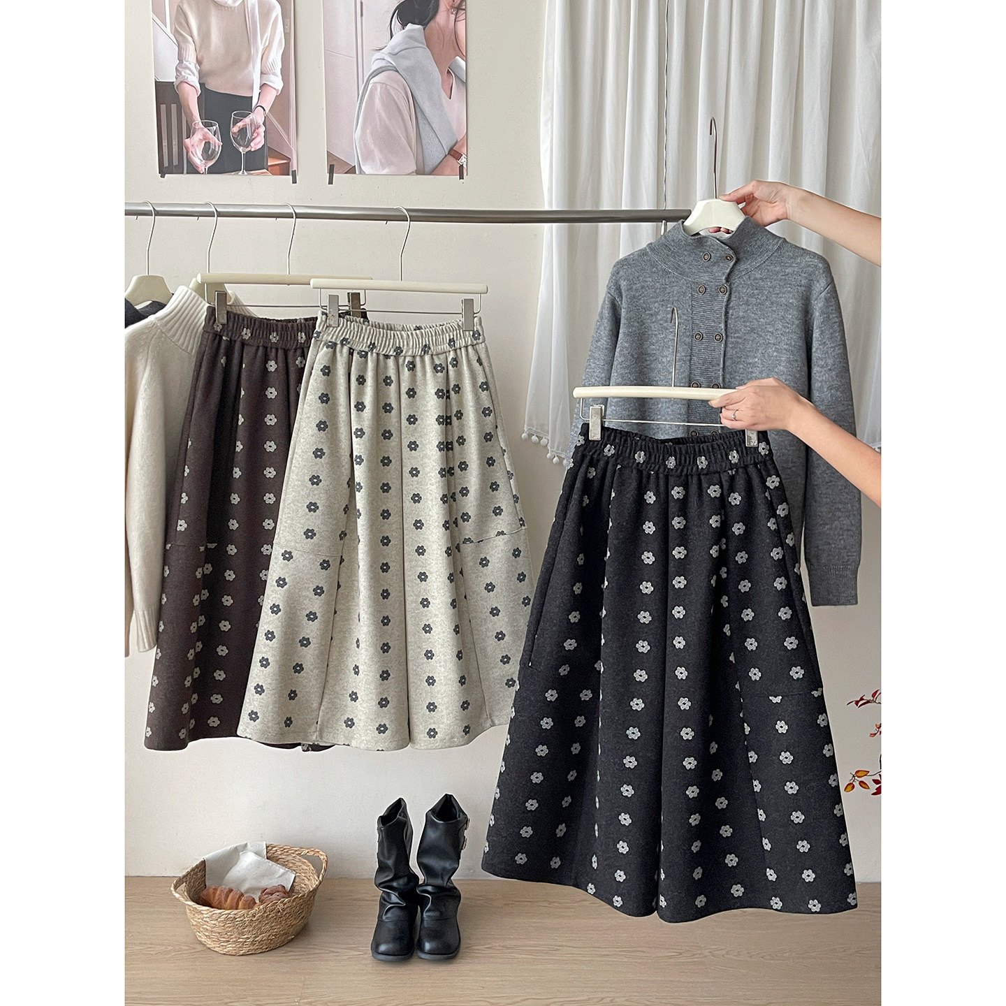 日韩系加厚毛呢料花朵气球阔腿裤女秋冬七八分休闲弯刀花苞裙裤子,女装/女士精品,休闲裤,淘宝优惠券,粉丝福利购,淘宝优惠卷