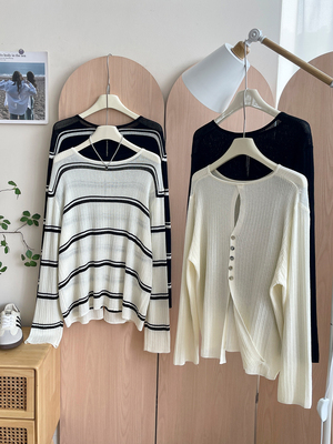 设计感小众别致背系扣显瘦针织衫