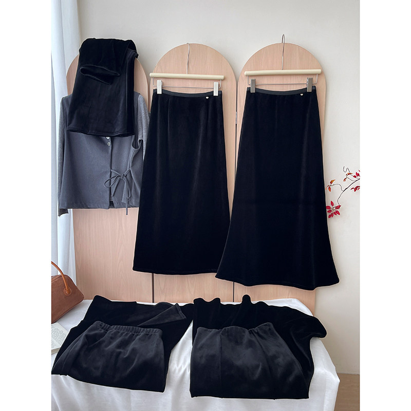 法式复古金丝天鹅绒加绒糯米鱼尾半身裙女秋冬洋气包臀直筒a字裙,女装/女士精品,半身裙,淘宝优惠券,粉丝福利购,淘宝优惠卷