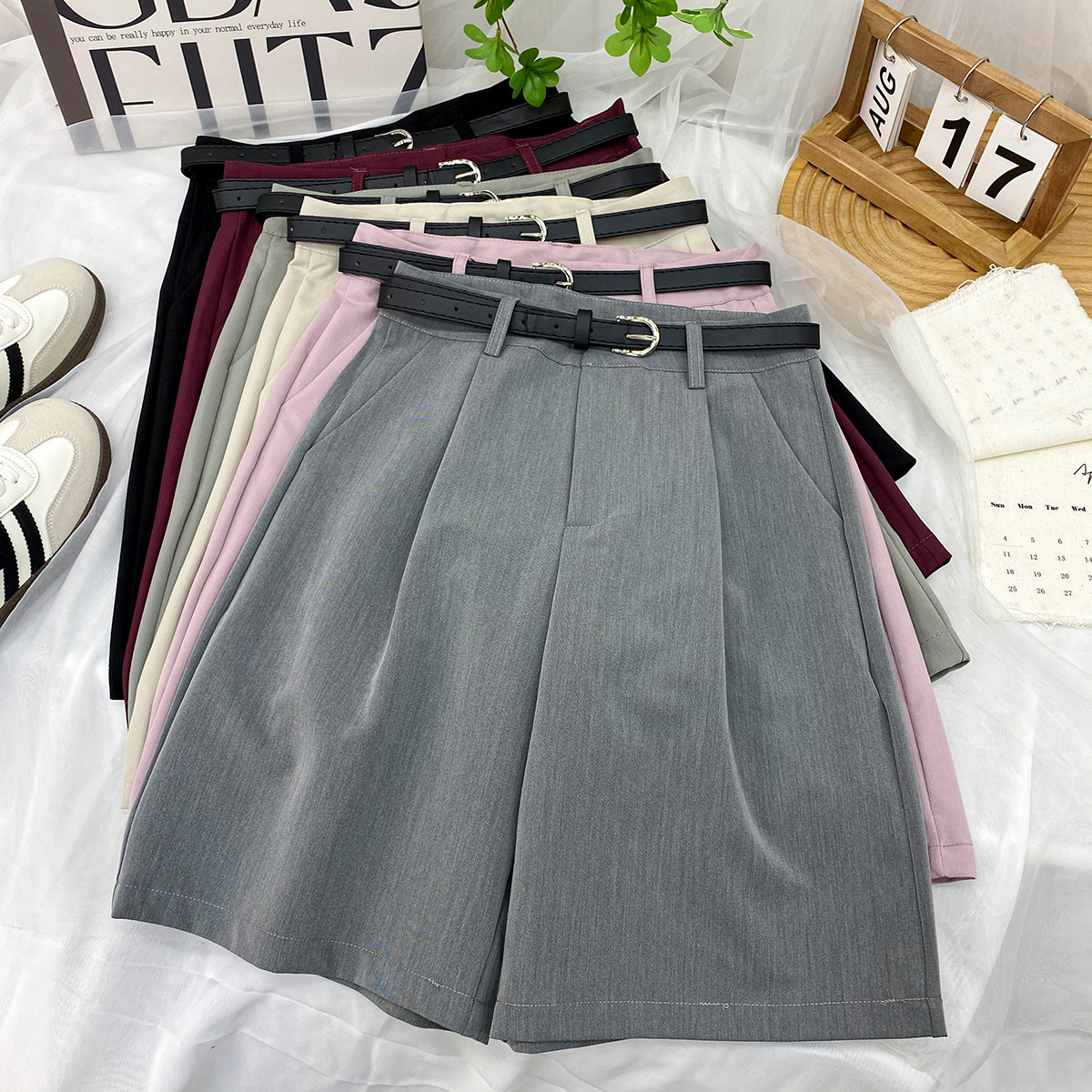 特价简约洋气质阔腿五分西装短裤女夏时尚显瘦百搭休闲直筒中裤子,女装/女士精品,休闲裤,淘宝优惠券,粉丝福利购,淘宝优惠卷