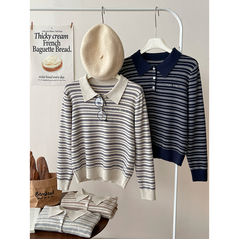 洋气显瘦简约撞拼色氛围感针织衫