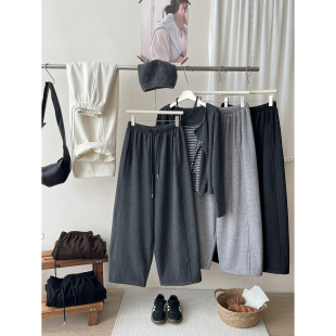 松弛感山本休闲裤 日韩系老钱风糯米羊绒加绒气球阔腿裤 女秋冬法式