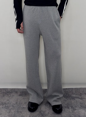 Roast lucky 华夫格肌理刺绣抽绳卫裤纯棉男健身直筒休闲百搭长裤