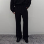 Roast lucky褶皱空气层肌理压胶拉链微喇抽绳卫裤男运动直筒长裤