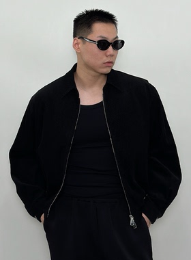 Roast lucky秋季短款灯芯绒哈灵顿夹克 男款宽松休闲格纹内里外套