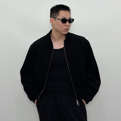 Roast lucky秋季短款灯芯绒哈灵顿夹克 男款宽松休闲格纹内里外套