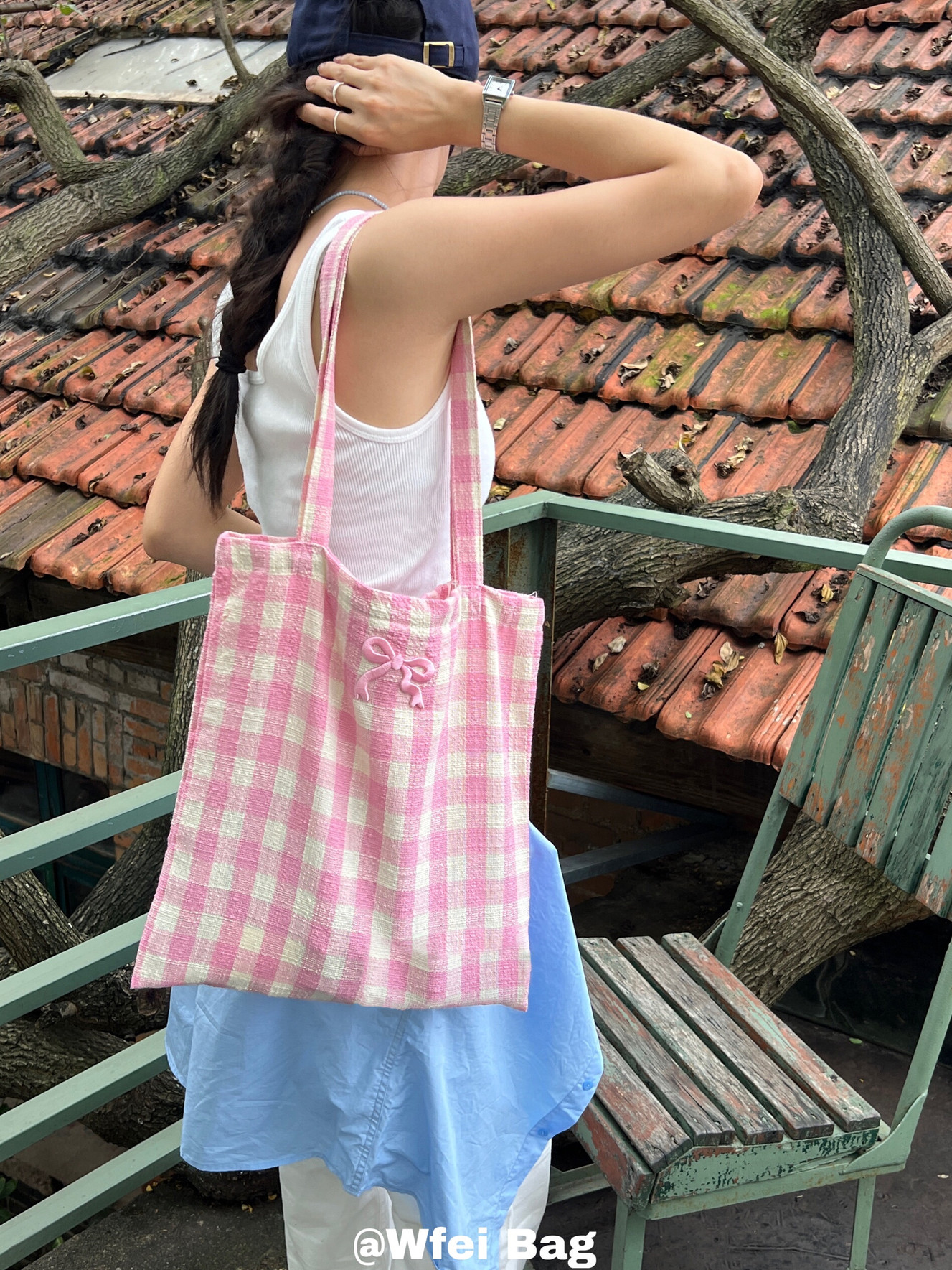 字母刺绣单肩包棉麻购物袋少女心