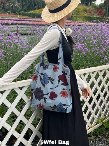 油画感单肩包女托特包复古通勤