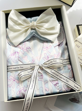 2025春夏新款冰丝睡衣女猫咪短袖家居服高级感套装送闺蜜生日礼盒