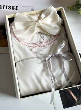 纯棉家居服2024新款睡衣女秋冬款小个子睡觉穿生日送朋友睡衣礼盒