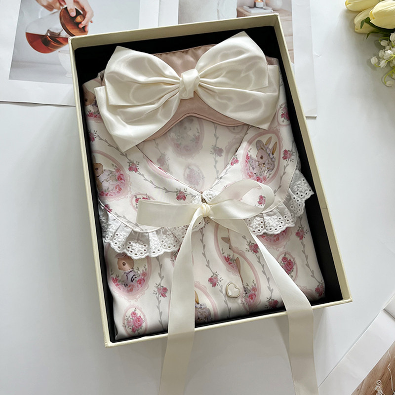 兔兔乐园秋天冰丝睡衣女甜美可爱家居服可外穿送闺蜜女友生日礼物