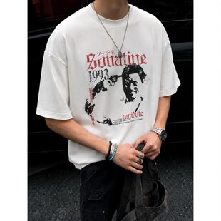 260g索罗娜凉感夏季男装短袖T恤北野武奏鸣曲美式复古高街痞帅