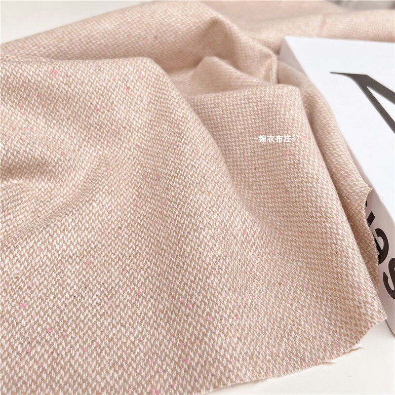 日本进口米色卡其色彩点复古羊毛钢花尼西装马甲裤子手工服装布料