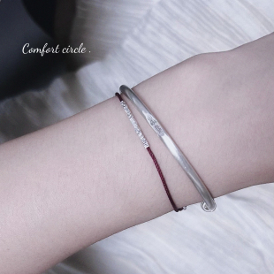 岁岁平安碎银子脚链纯银极细红绳手链手工编织脚绳男女款 黑绳足链