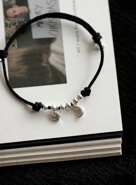 男女日系小众星月系列纯银手链
