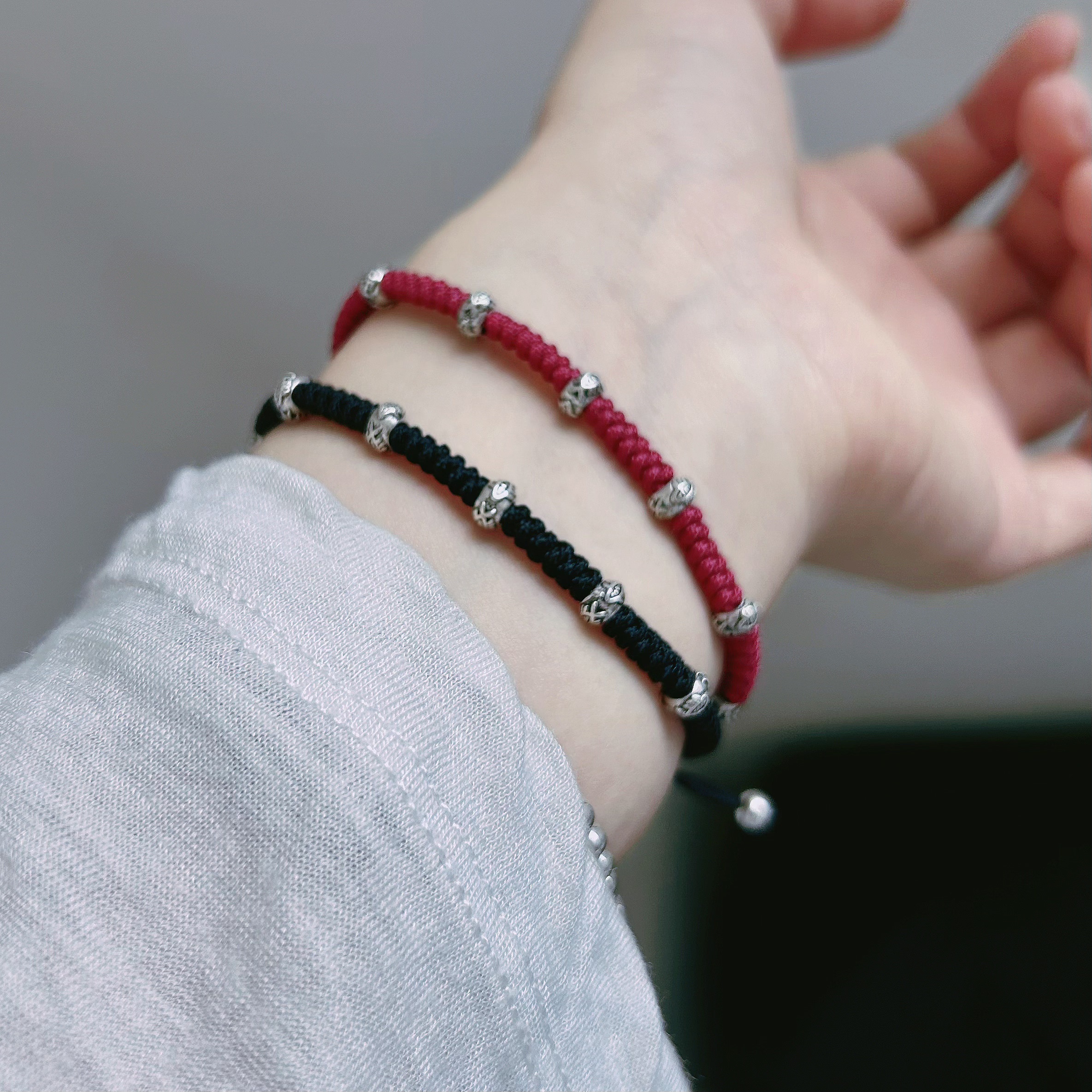 锦鲤转运珠好运手链上岸红绳925纯银手饰编织情侣手绳男女款礼物