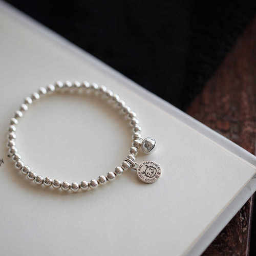 马年守护手串999足银十二生肖纯银手链铃铛银珠子手饰本命年礼物