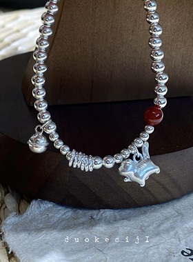 精致纯银999手链红玛瑙叠戴手饰