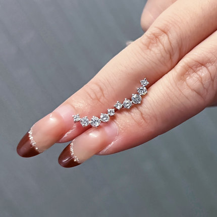 18K金人工实验室河南培育钻石80分微笑耳钉百搭耳骨钉耳饰白金女