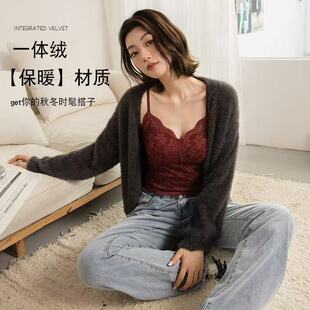 B11 显瘦薄款 吊带美背一体杯免春夏法式 蕾丝纯欲穿文胸背心女修身