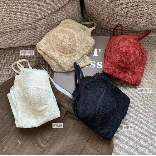 秋冬法式蕾丝免穿文胸背心女纯欲吊带美背一体杯修身显瘦薄款B11