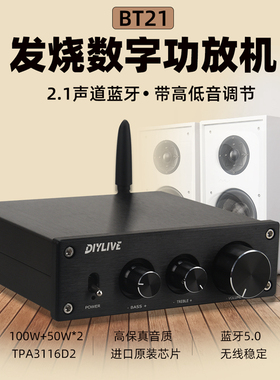 BT21精全音响2.1声道低音炮100W蓝牙5.0数字功放机TPA3116D2 50W