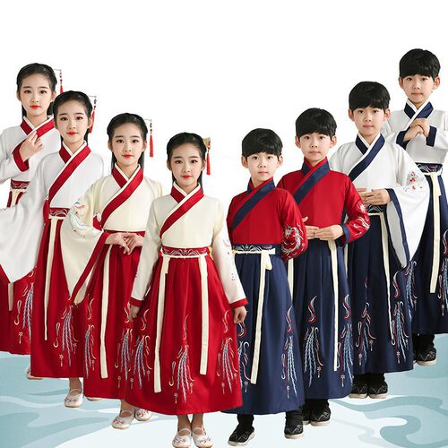 儿童古装汉服国学服男女童书童服装中小学生三字经开笔礼中国风