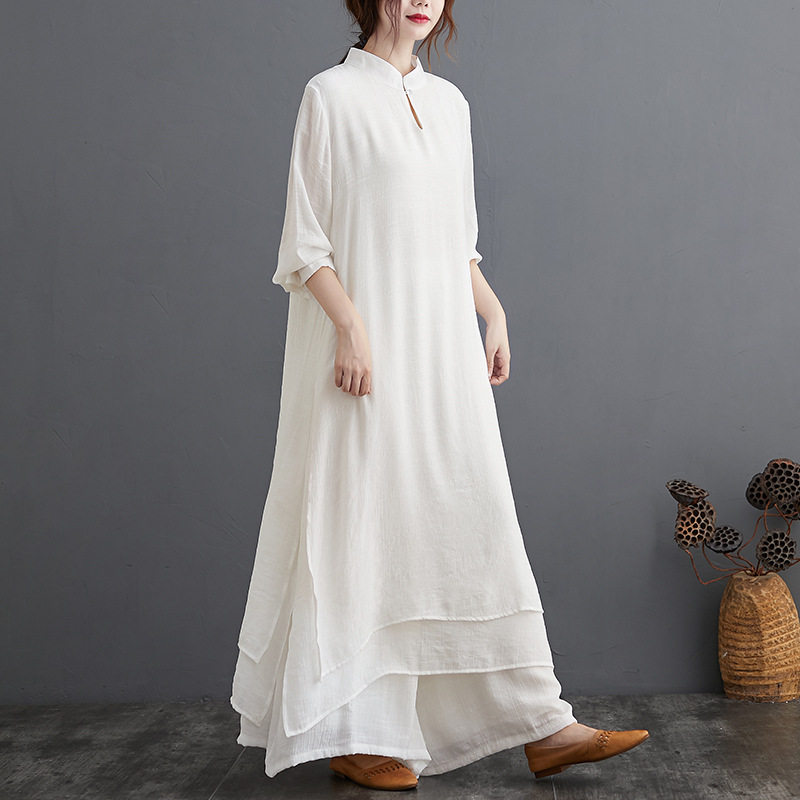 2026新款中式中长款文艺瑜伽服茶服禅舞服套装女