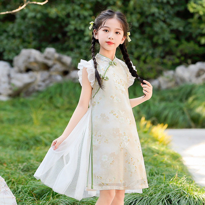女童古风旗袍夏季汉服2025新款小女孩唐装连衣裙子儿童新中式裙子