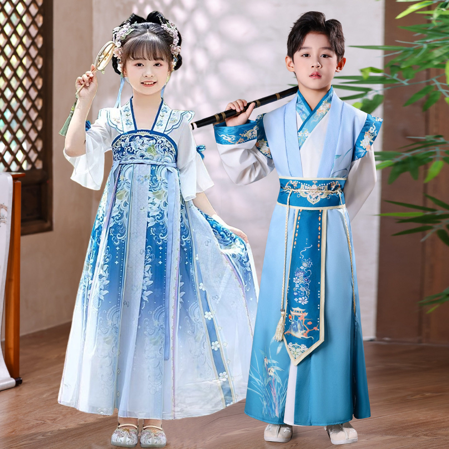 2026新款儿童汉服国学服古装中国风三字经小学生唐装男童朗诵服装