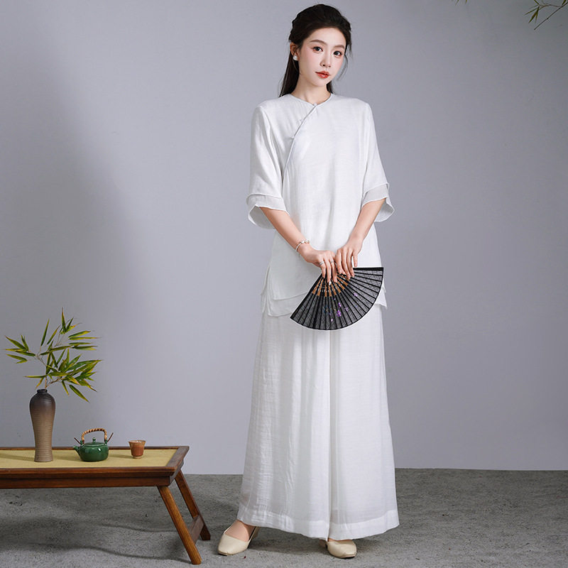 女装瑜伽服套装民族风改良中式上衣女禅修服棉麻疗愈冥想养生班服