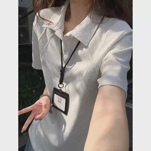 白花灰正肩短袖polo衫男款夏季拼接翻领t恤cleanfit五分半袖