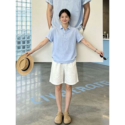 老钱风polo衫套装男女夏季慵懒松弛感休闲短袖短裤一整套