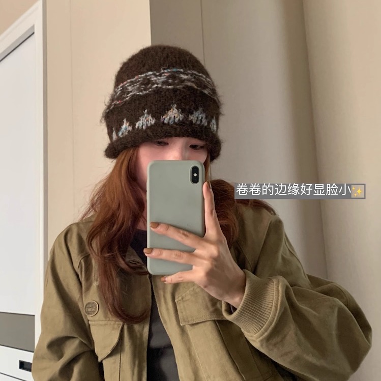 秋冬保暖显脸小冷帽好温柔