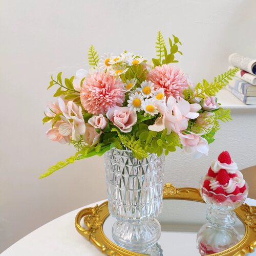 假花玫瑰雏菊花仿真花束摆件插花塑料花室内客厅餐桌装饰品摆设 - 封面