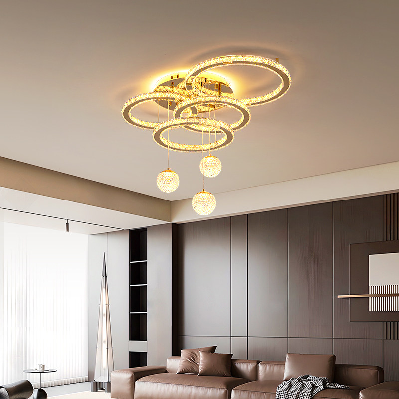 2026新款客厅吸顶灯现代简约大气水晶吊灯吊球卧室书房灯中山灯具