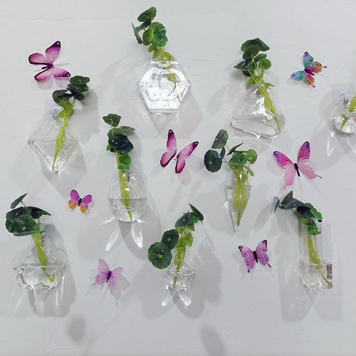 简约墙面装饰花瓶玻璃透明水养绿萝植物器皿富贵竹插花盆精致家居 - 封面