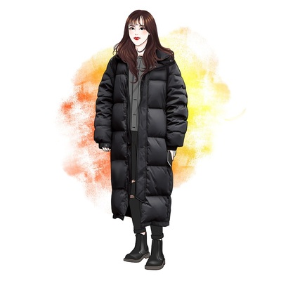 shiqing亮世秋羽绒服男女超长款过膝加厚2022新款情侣宽松爆中戏