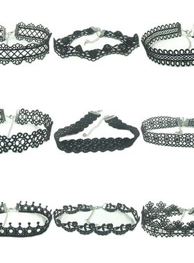 韩国百搭进口短款黑色蕾丝女项链