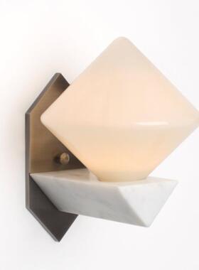 中山工厂直销原戈北欧白色大理壁灯卧室床头灯简约现代过道走廊阳