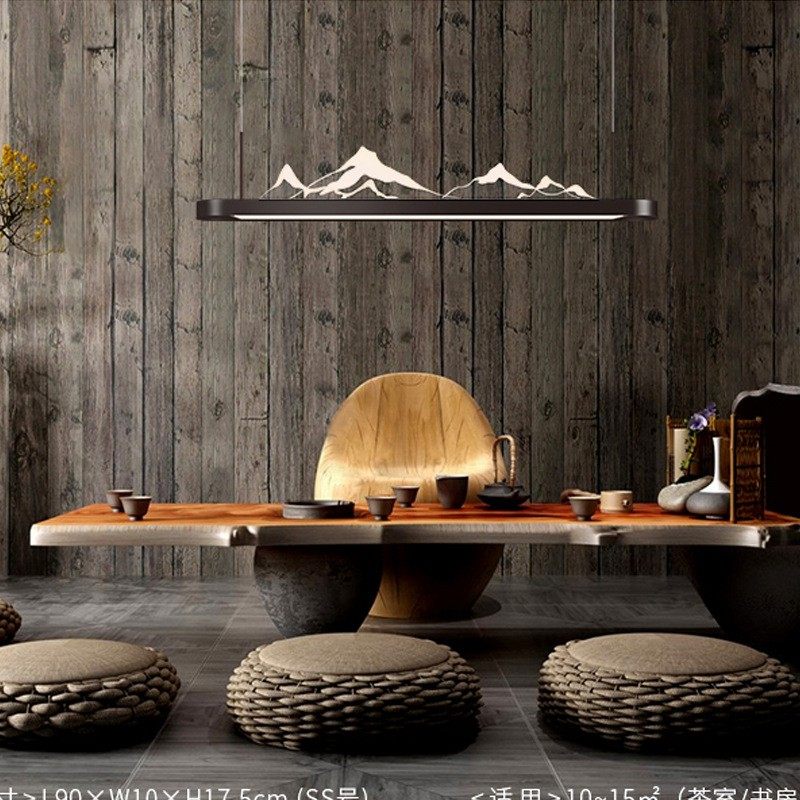 极简新中式长条餐厅现代名宿客厅灯具简约书房灯茶室吧台禅意山水,家装灯饰光源,客厅吊灯,淘宝优惠券,粉丝福利购,淘宝优惠卷
