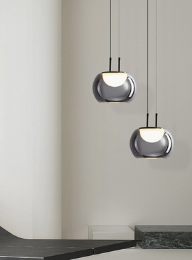 极简意式极简玻璃小吊灯现代简约黑色高端餐厅吧台创意卧室床头装